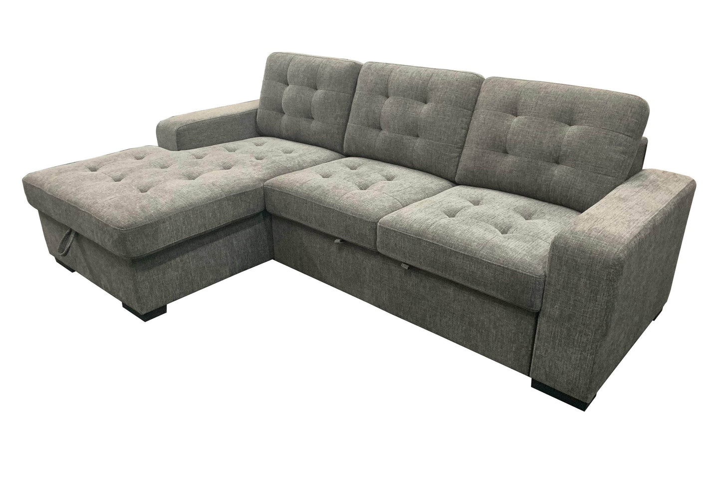 Urban Cali Sleeper Sectional Left Facing Chaise Coronado Tufted Sleeper Sectional Sofa with Storage Chaise in Nora Grey