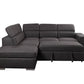 Urban Cali Sleeper Sectional Noble Cement / Left Facing Chaise Pasadena Large Sleeper Sectional Sofa Bed with Storage Ottoman and 2 Stools - Available in 2 Colours