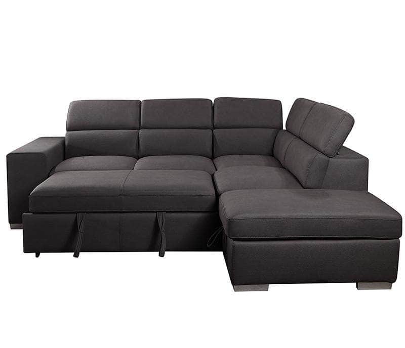 Urban Cali Sleeper Sectional Noble Cement / Right Facing Chaise Pasadena Large Sleeper Sectional Sofa Bed with Storage Ottoman and 2 Stools - Available in 2 Colours