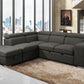 Urban Cali Sleeper Sectional Pasadena Large Sleeper Sectional Sofa Bed with Storage Ottoman and 2 Stools - Available in 2 Colours