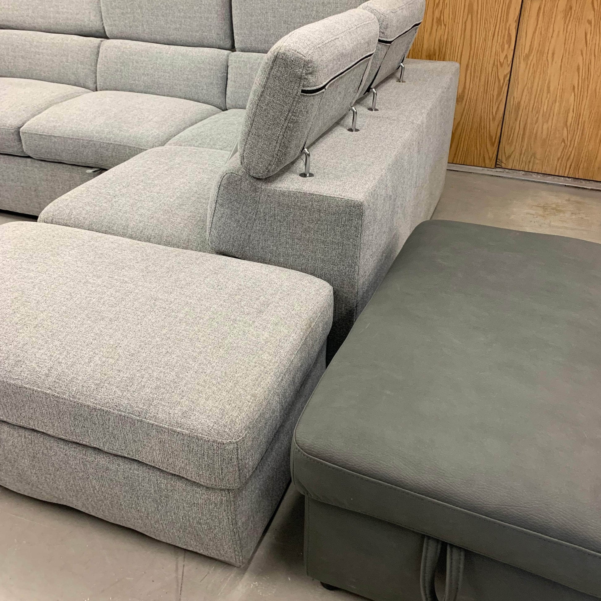 Urban Cali Sleeper Sectional Pasadena Large Sleeper Sectional Sofa Bed with Storage Ottoman and 2 Stools - Available in 2 Colours