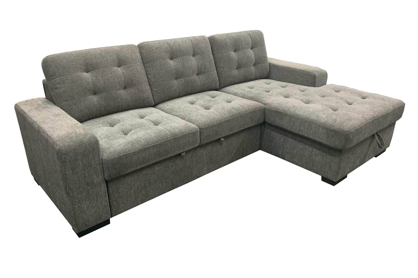 Urban Cali Sleeper Sectional Right Facing Chaise Coronado Tufted Sleeper Sectional Sofa with Storage Chaise in Nora Grey